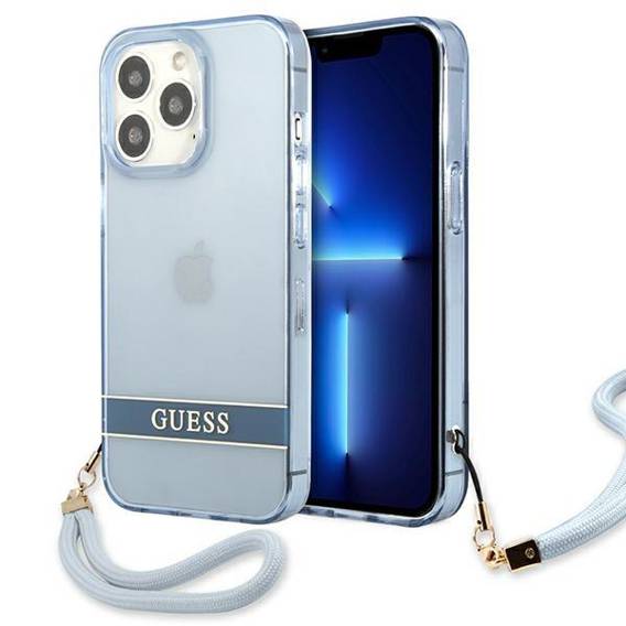 Etui IPHONE 13 PRO Guess Hardcase Translucent Stap (GUHCP13LHTSGSB) niebieskie