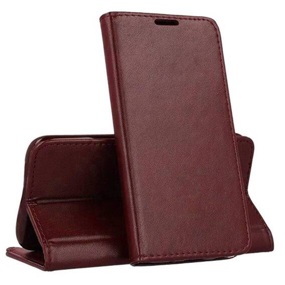 Etui IPHONE 16 Portfel z Klapką Skóra Ekologiczna Kabura Magnet Book burgundowe