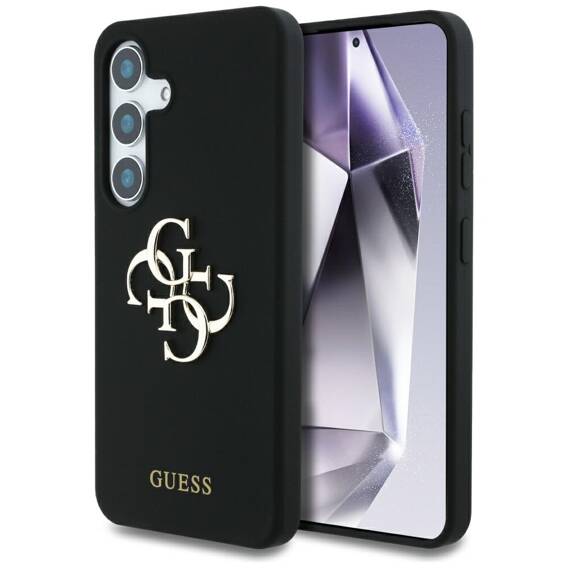 Etui SAMSUNG GALAXY S25 Guess Silicone Big 4G Logo Bottom Script czarne