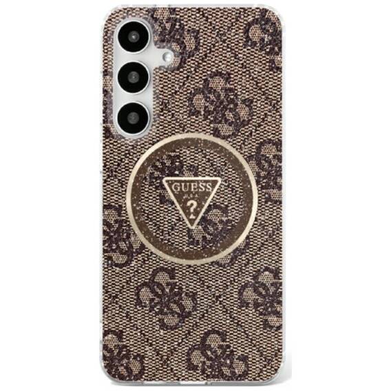 Etui SAMSUNG GALAXY S25 ULTRA Guess 4G Glitter Triangle Buttons MagSafe brązowe