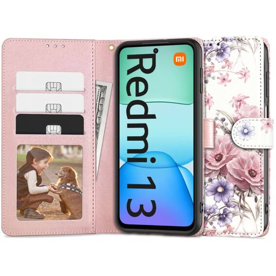 Etui XIAOMI REDMI 13 4G / 5G Tech-Protect Wallet Blossom Flower