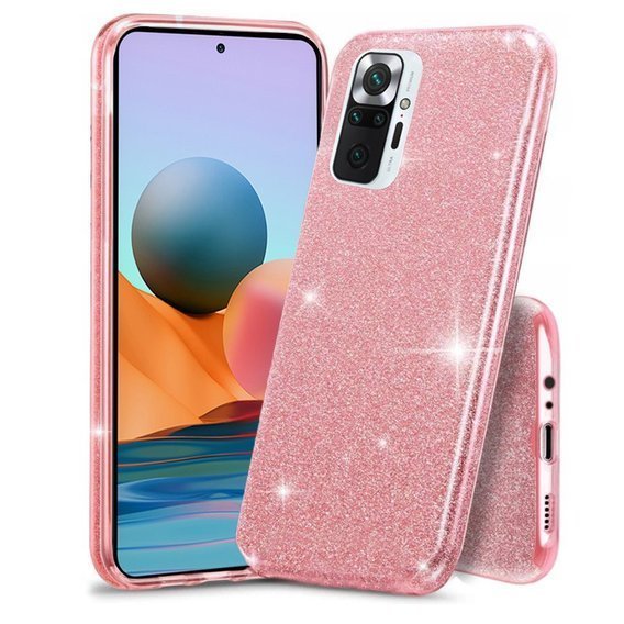 Etui XIAOMI REDMI NOTE 10 PRO Brokat Glitter różowe