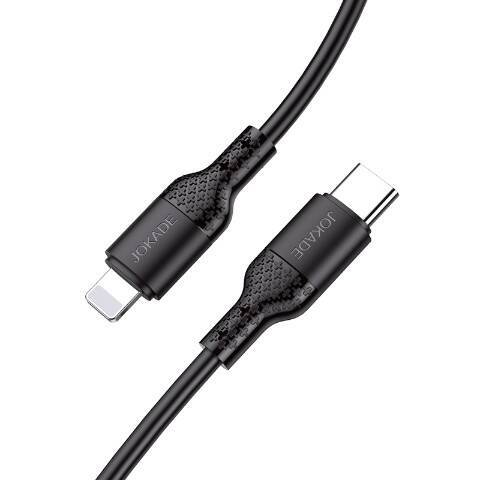 Kabel 1m 2.4A PD20W (USB-C - iPhone Lightning) Silikonowy Ładowanie i Transfer Danych Jokade Juzhuo (JA023) czarny