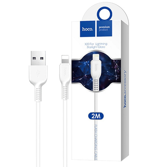 Kabel 3.1A 2m USB - USB Lightning Hoco X20 biały