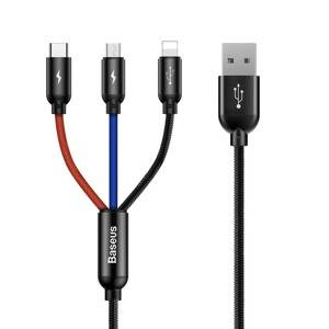 Kabel USB Baseus 3w1 USB-C / Lightning / Micro 3A 1.2m (czarny)