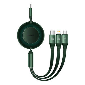 Kabel USB-C 3w1 Baseus Bright Mirror 4, micro USB / Lightning / USB-C, 100W / 3.5A, 1.1m (zielony)