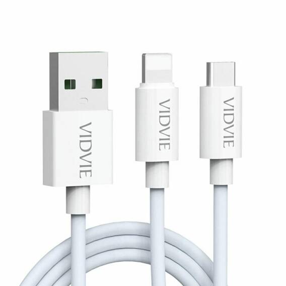 Kabel VIDVIE CB471 USB/Type-C + iPhone 5A, 1.2m biały