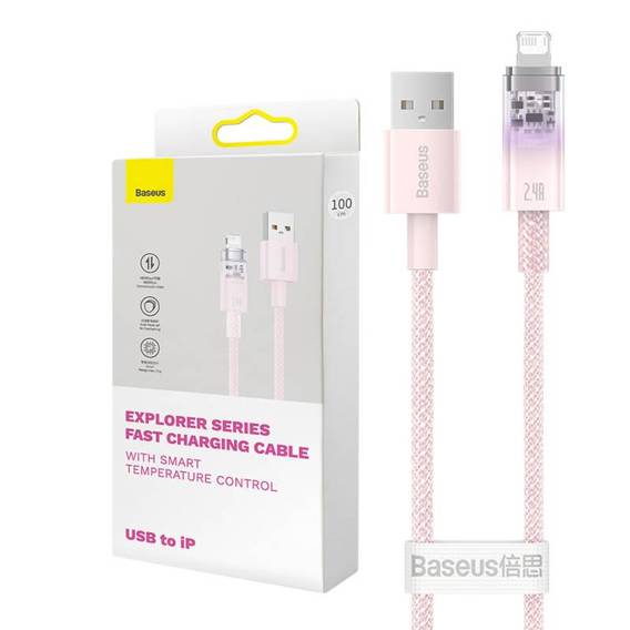 Kabel szybko ładujący Baseus USB-A do Lightning  Explorer Series 2m, 2.4A (różowy)