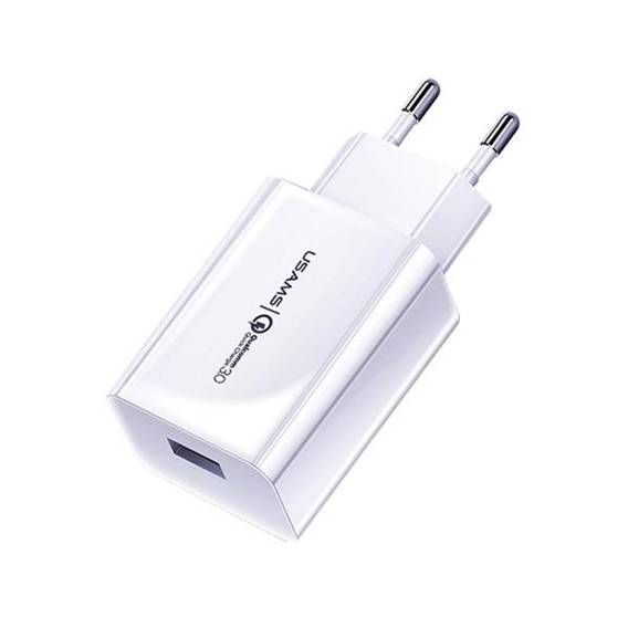 Ładowarka Sieciowa 18W 3A QC3.0 USB Fast Charging USAMS T22 CC83TC01 (US-CC083) biała