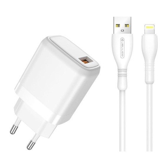 Ładowarka Sieciowa 18W USB 3.0 + Kabel USB - Lightning Jellico A77 biała