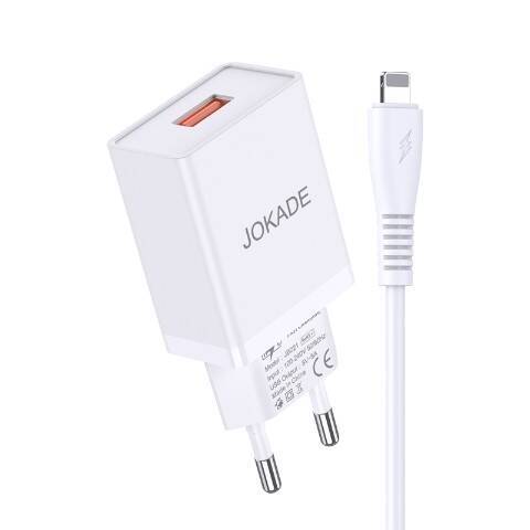 Ładowarka Sieciowa 5V/5A (1x USB) + Kabel 1m (USB - iPhone Lightning) Jokade Changyu Single Port Smart Charger Set (JB022) biały