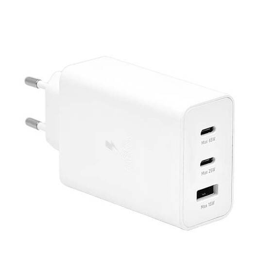 Ładowarka Sieciowa PD 2x USB-C 1x USB LITTE, 65W Biała