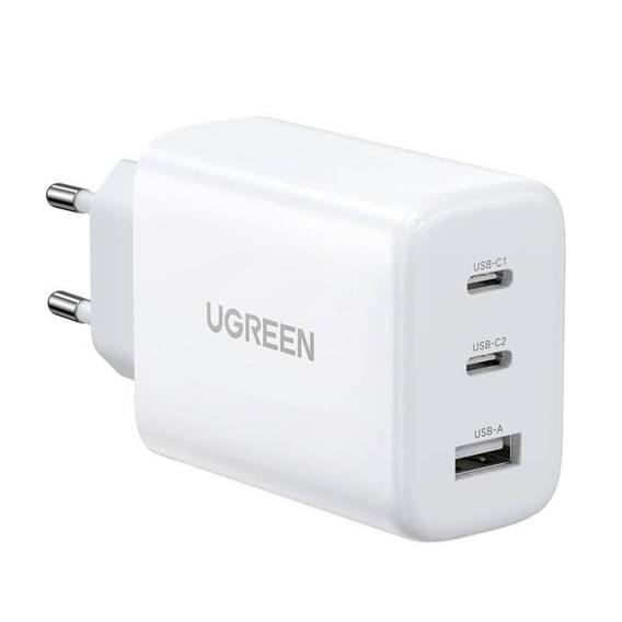 Ładowarka sieciowa UGREEN CD275, 2x USB-C, 1x USB, 65W (biała)