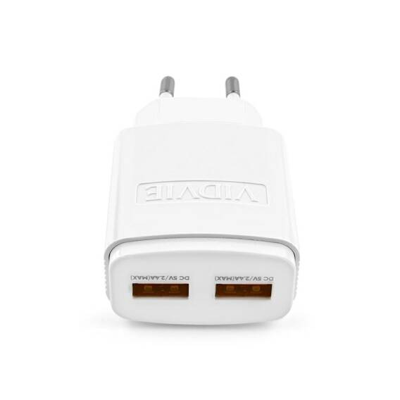 Ładowarka sieciowa VIDVIE PLE245 2xUSB + kabel Type C 2.4A biały