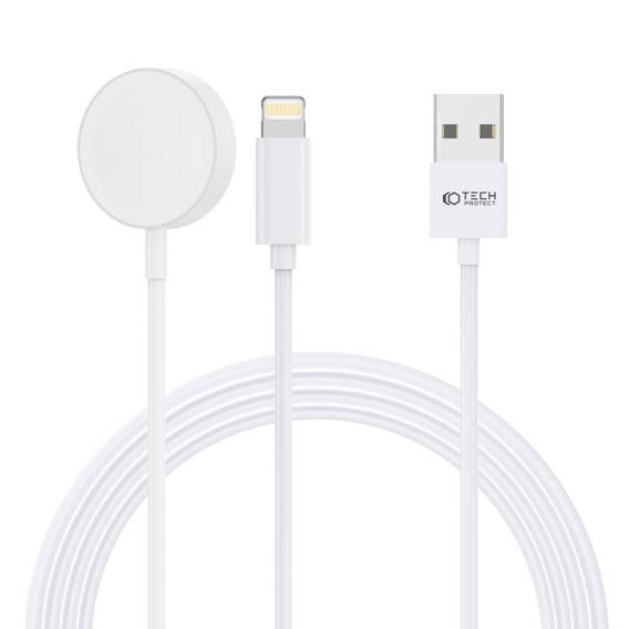 Magnetyczy Kabel 2w1 do Apple Watch 1.5m USB + Lightning Tech-Protect Ultraboost biały