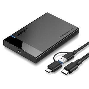 Obudowa zewnętrzna dysku HDD/SSD 2,5" UGREEN US221, SATA, USB 3.0 + USB-C do USB-C 3.1 (czarna)
