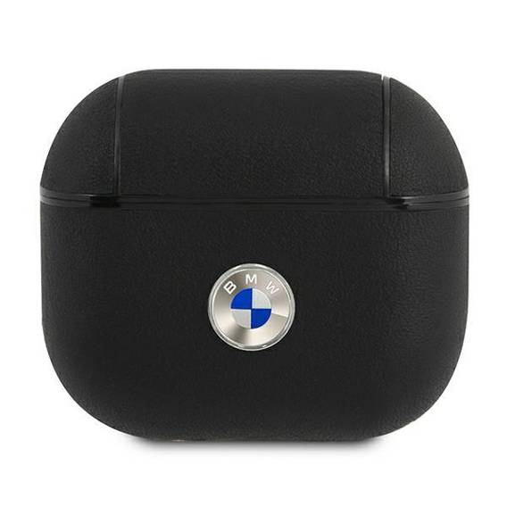 Oryginalne Etui APPLE AIRPODS 3 BMW Cover Geniune Leather Silver Logo (BMA3SSLBK) czarne
