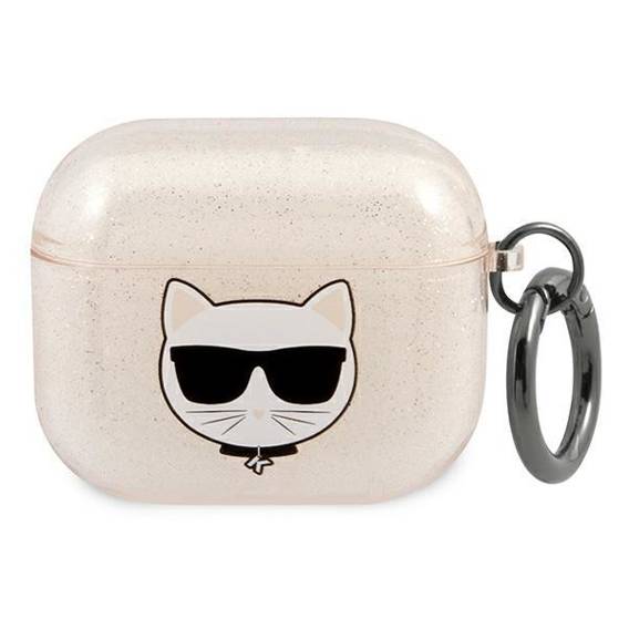 Oryginalne Etui APPLE AIRPODS 3 Karl Lagerfeld Cover Glitter Choupette (KLA3UCHGD) złote