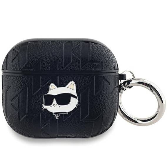 Oryginalne Etui APPLE AIRPODS 3 Karl Lagerfeld Cover Monogram Choupette Head czarne