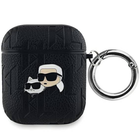 Oryginalne Etui APPLE AIRPODS Karl Lagerfeld Cover Monogram Karl & Choupette Head czarne