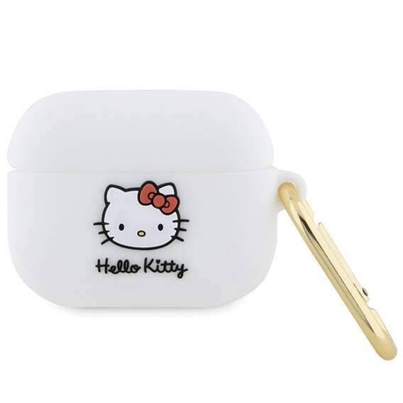 Oryginalne Etui APPLE AIRPODS PRO 1 Hello Kitty Silicone 3D Kitty Head (HKAP3DKHSH) białe