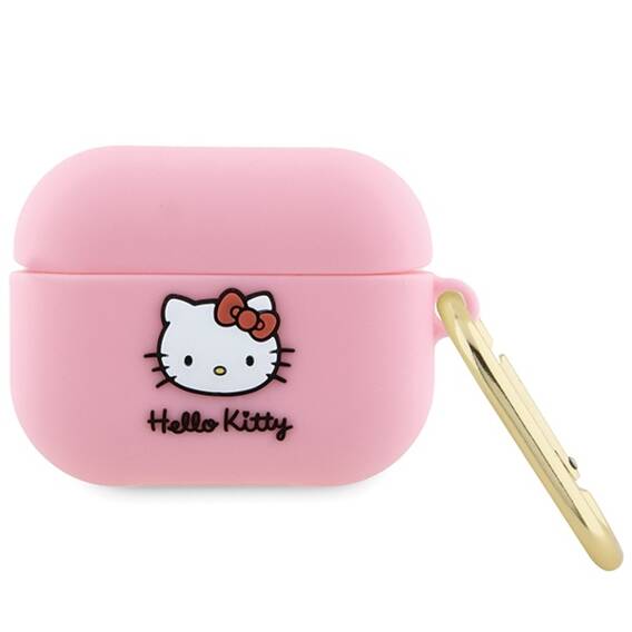 Oryginalne Etui APPLE AIRPODS PRO 1 Hello Kitty Silicone 3D Kitty Head (HKAP3DKHSP) różowe