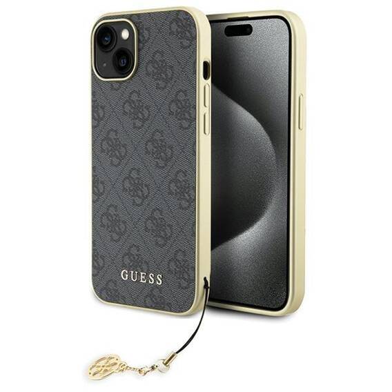 Oryginalne Etui APPLE IPHONE 15 PLUS Guess Hardcase 4G Charms Collection (GUHCP15MGF4GGR) szare