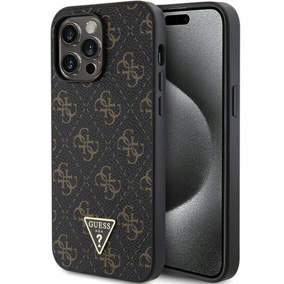 Oryginalne Etui APPLE IPHONE 15 PRO Guess Hardcase 4G Triangle Metal Logo (GUHCP15LPG4GPK) czarne