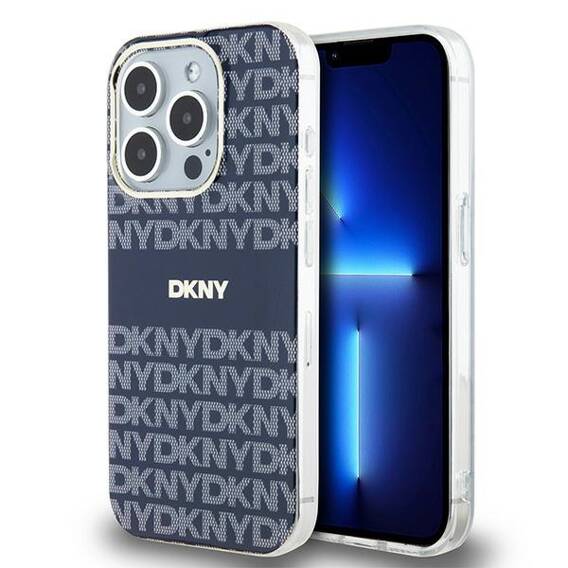 Oryginalne Etui APPLE IPHONE 15 PRO MAX DKNY Hardcase IML Mono & Stripe MagSafe (DKHMP15XHRHSEB) niebieskie