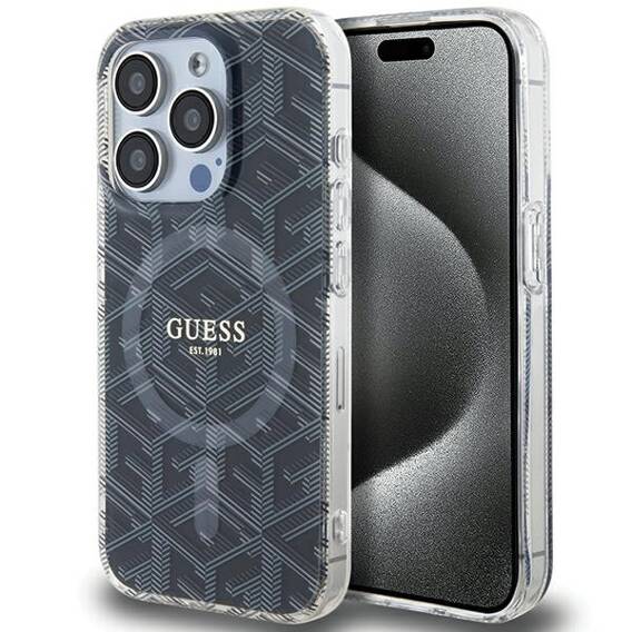 Oryginalne Etui APPLE IPHONE 15 PRO MAX Guess hardcase IML GCube MagSafe (GUHMP15XHGCUSTGK) czarne