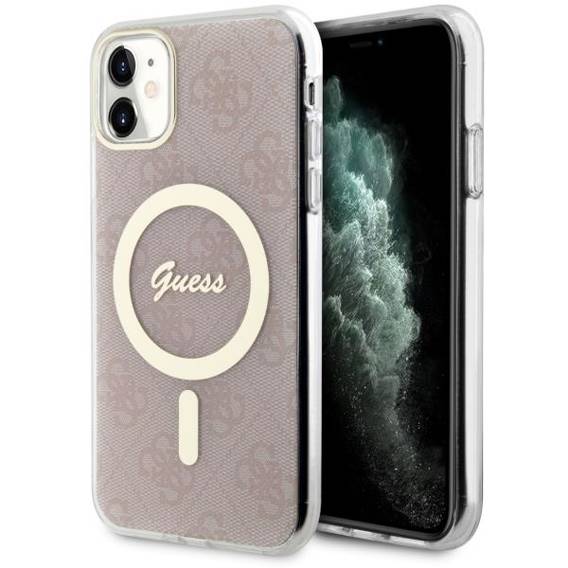 Oryginalne Etui IPHONE 11 Guess Hardcase 4G MagSafe (GUHMN61H4STP) różowe