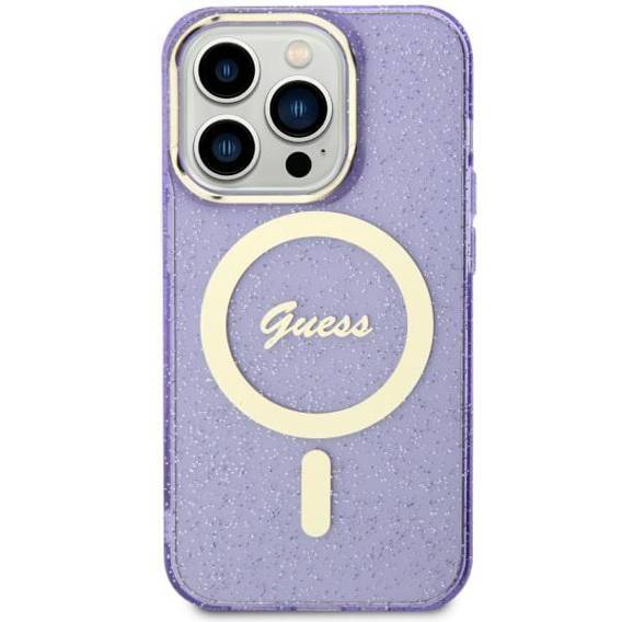 Oryginalne Etui IPHONE 11 Guess Hardcase Glitter Gold MagSafe (GUHMN61HCMCGU) fioletowe