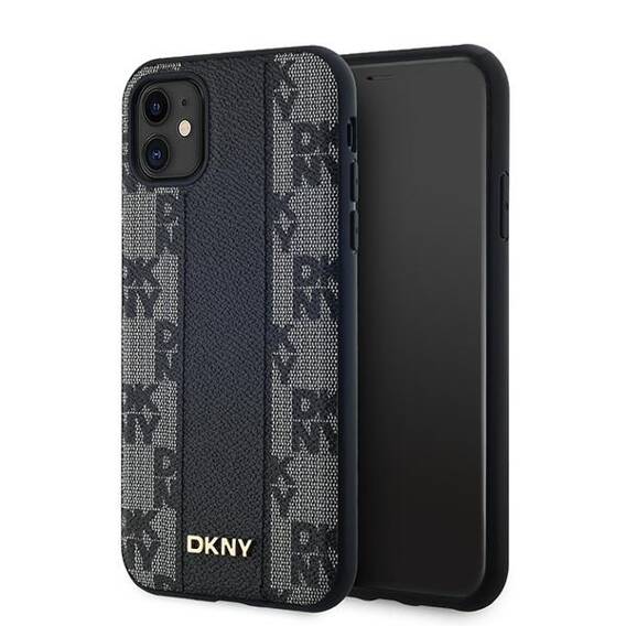 Oryginalne Etui IPHONE 11 / XR DKNY Hardcase Leather Checkered Mono Pattern MagSafe (DKHMN61PCPVSLK) czarne