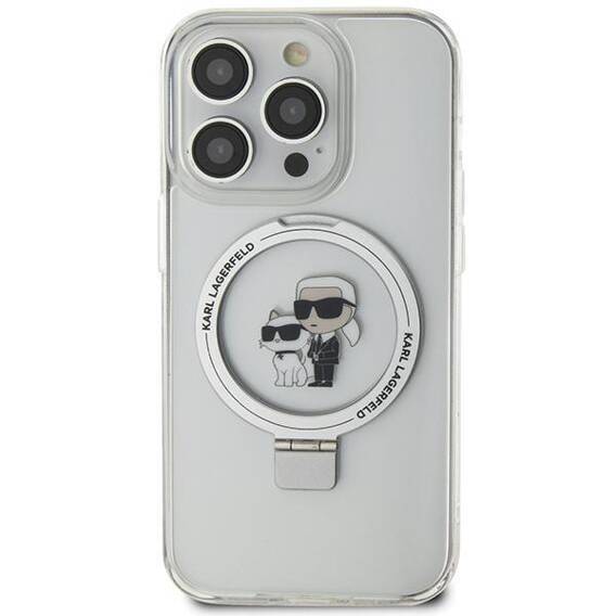 Oryginalne Etui IPHONE 11 / XR Karl Lagerfeld Hardcase Ring Stand Karl&Choupettte MagSafe (KLHMN61HMRSKCH) białe