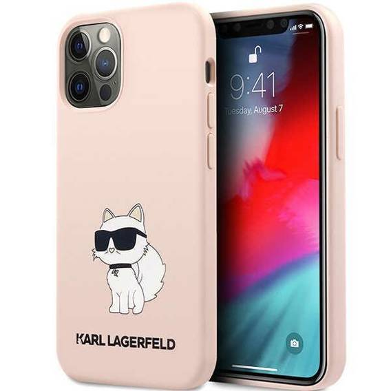 Oryginalne Etui IPHONE 12 / 12 PRO Karl Lagerfeld Hardcase Silicone Choupette (KLHCP12MSNCHBCP) różowe