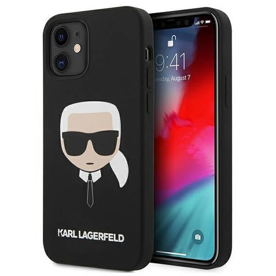 Oryginalne Etui IPHONE 12 MINI Karl Lagerfeld Harcase Silicone Karl's Head (KLHCP12SSLKHBK) czarne