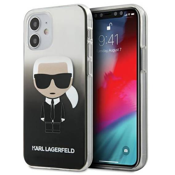 Oryginalne Etui IPHONE 12 MINI Karl Lagerfeld Hardcase Gradient Ikonik Karl (KLHCP12STRDFKBK) czarne