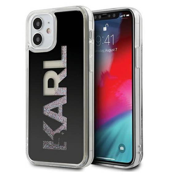Oryginalne Etui IPHONE 12 MINI Karl Lagerfeld Hardcase Karl Logo Glitter (KLHCP12SKLMLBK) czarne