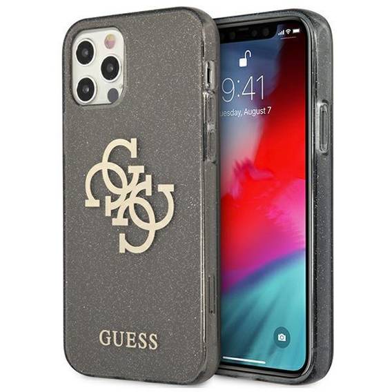 Oryginalne Etui IPHONE 12 PRO MAX Guess Hard Case Glitter 4G Big Logo (GUHCP12LPCUGL4GBK) czarne