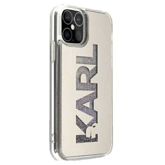 Oryginalne Etui IPHONE 12 PRO MAX Karl Lagerfeld Hardcase Mirror Liquid Glitter Karl (KLHCP12LKLMLGR) srebrne