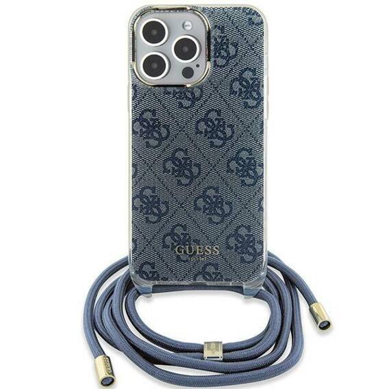 Oryginalne Etui IPHONE 13 / 14 / 15 Guess Hardcase Crossbody Cord 4G Print (GUHCP15SHC4SEB) niebieskie