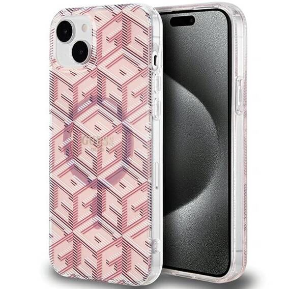 Oryginalne Etui IPHONE 13 / 14 / 15 Guess hardcase IML GCube MagSafe (GUHMP15SHGCUSTGP) różowe