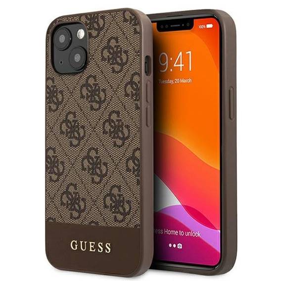 Oryginalne Etui IPHONE 13 Guess Hardcase 4G Stripe Collection (GUHCP13MG4GLBR) brązowe