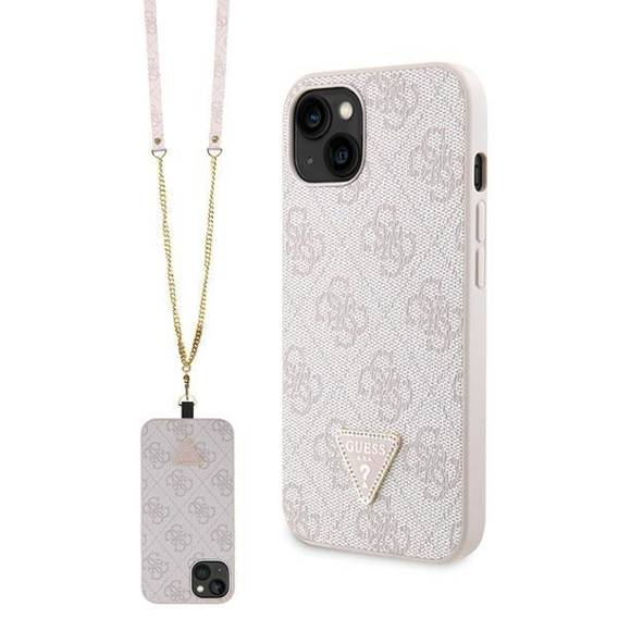 Oryginalne Etui IPHONE 13 Guess Hardcase Crossbody 4G Metal Logo (GUHCP13MP4TDSCPP) różowe