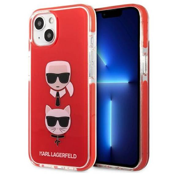 Oryginalne Etui IPHONE 13 MINI Karl Lagerfeld Hardcase Karl&Choupette Head (KLHCP13STPE2TR) czerwone