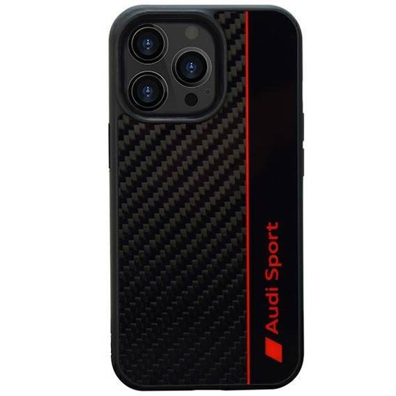 Oryginalne Etui IPHONE 13 PRO Audi Carbon Fiber Stripe (AUS-TPUPCIP13P-R8/D1-BK) czarne