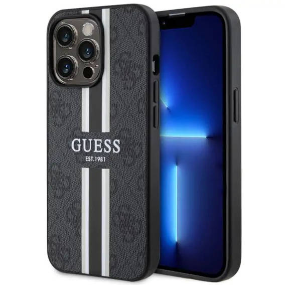 Oryginalne Etui IPHONE 13 PRO Guess Hardcase 4G Printed Stripe MagSafe (GUHMP13LP4RPSK) czarne