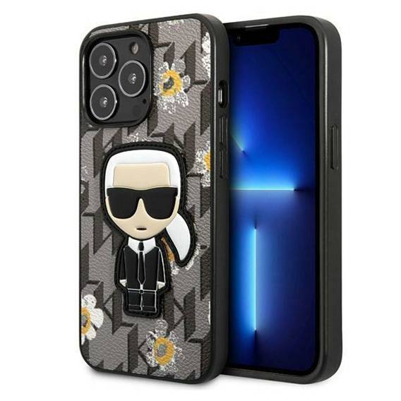 Oryginalne Etui IPHONE 13 PRO Karl Lagerfeld Flower Ikonik Karl (KLHCP13LPMNFIK1) szare