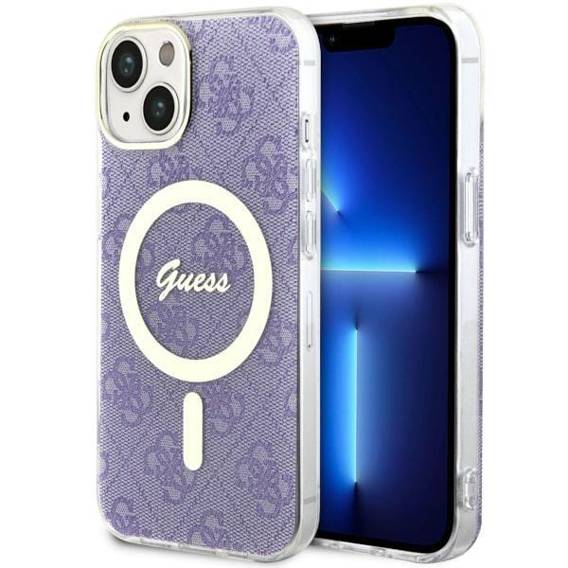 Oryginalne Etui IPHONE 14 Guess Hardcase 4G MagSafe (GUHMP14SH4STU) fioletowe