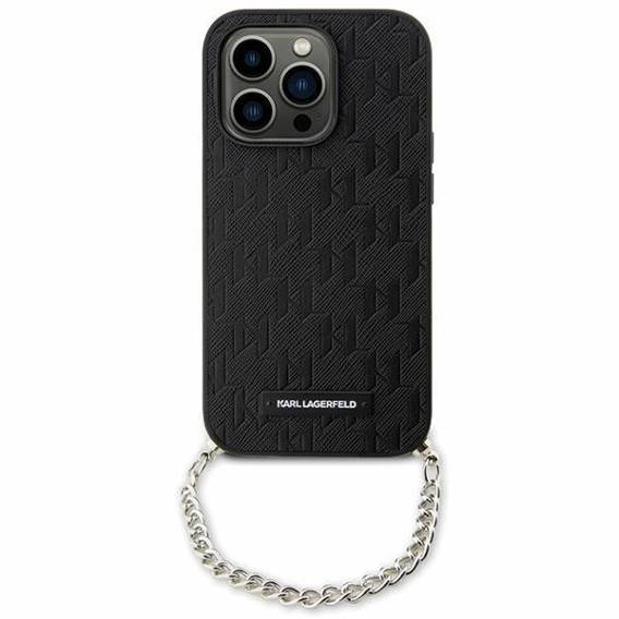 Oryginalne Etui IPHONE 14 Karl Lagerfeld Hardcase Saffiano Monogram Chain (KLHCP14SSACKLHPK) czarne